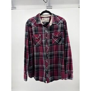Roebuck And Co. Plaid Flannel, Long Sleeve, Pearl Snap Shirt Size X-Large